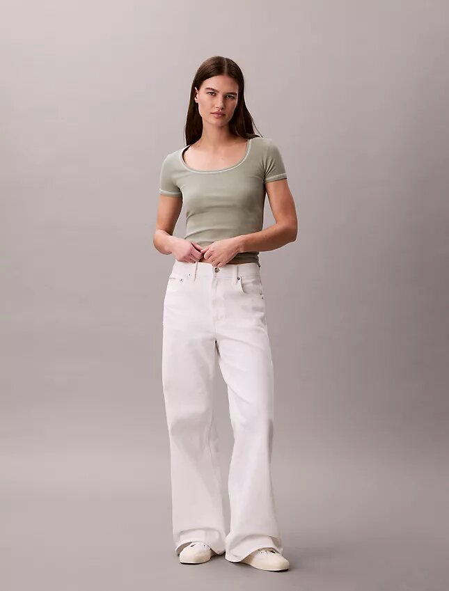 Puuvillainen Contour Rib -T-paita Puuvillainen Contour Rib -T-paita