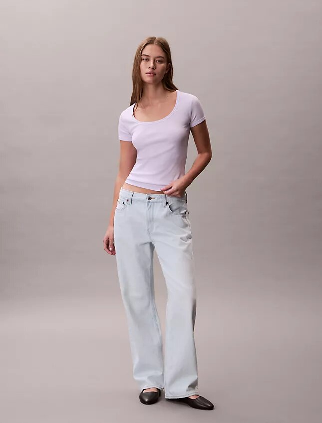 Puuvillainen Contour Rib -T-paita Puuvillainen Contour Rib -T-paita