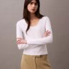 Puuvillainen Contour Rib U-Neck -paita
