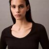 Puuvillainen Contour Rib U-Neck -paita