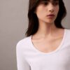 Puuvillainen Contour Rib U-Neck -paita