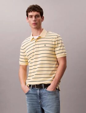Puuvillainen piqué-raita-polo