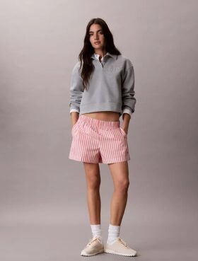 Puuvillapopliiniset raidalliset shortsit