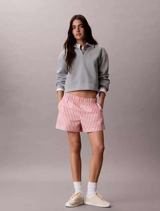 Puuvillapopliiniset raidalliset shortsit Puuvillapopliiniset raidalliset shortsit