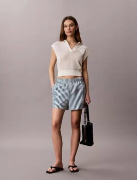 Puuvillapopliiniset raidalliset shortsit