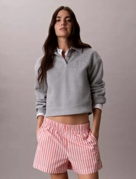 Puuvillapopliiniset raidalliset shortsit