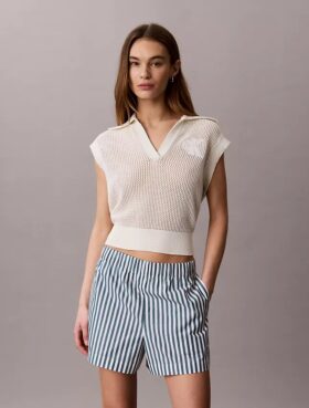 Puuvillapopliiniset raidalliset shortsit