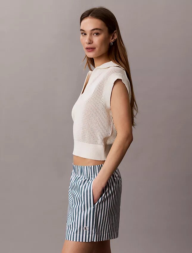 Puuvillapopliiniset raidalliset shortsit Puuvillapopliiniset raidalliset shortsit