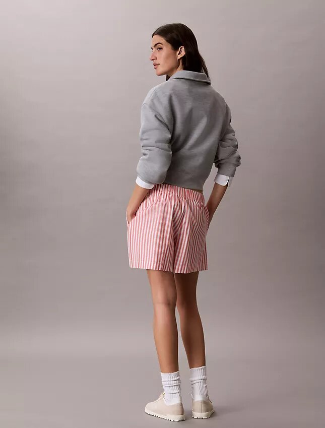 Puuvillapopliiniset raidalliset shortsit Puuvillapopliiniset raidalliset shortsit