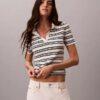 Raidallinen ribbineulottu slim-polo Raidallinen ribbineulottu slim-polo