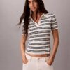 Raidallinen ribbineulottu slim-polo Raidallinen ribbineulottu slim-polo