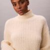 Rib-neuleinen rento turtleneck-villapaita