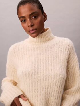 Rib-neuleinen rento turtleneck-villapaita