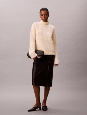 Rib-neuleinen rento turtleneck-villapaita