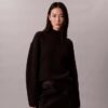 Rib-neulottu, rento turtleneck-villapaita