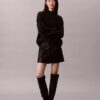 Rib-neulottu, rento turtleneck-villapaita
