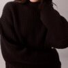 Rib-neulottu, rento turtleneck-villapaita
