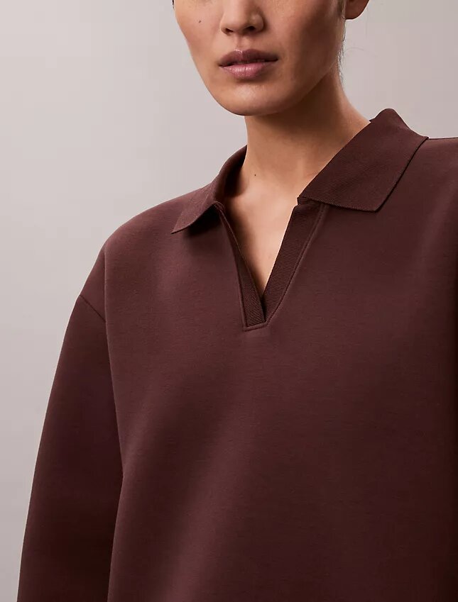 Sileä mini-polo-sweatshirt-meko Sileä mini-polo-sweatshirt-meko