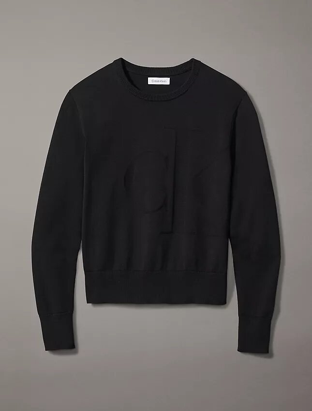 Sileä puuvillainen rento Monogram-villapaita Sileä puuvillainen rento Monogram-villapaita