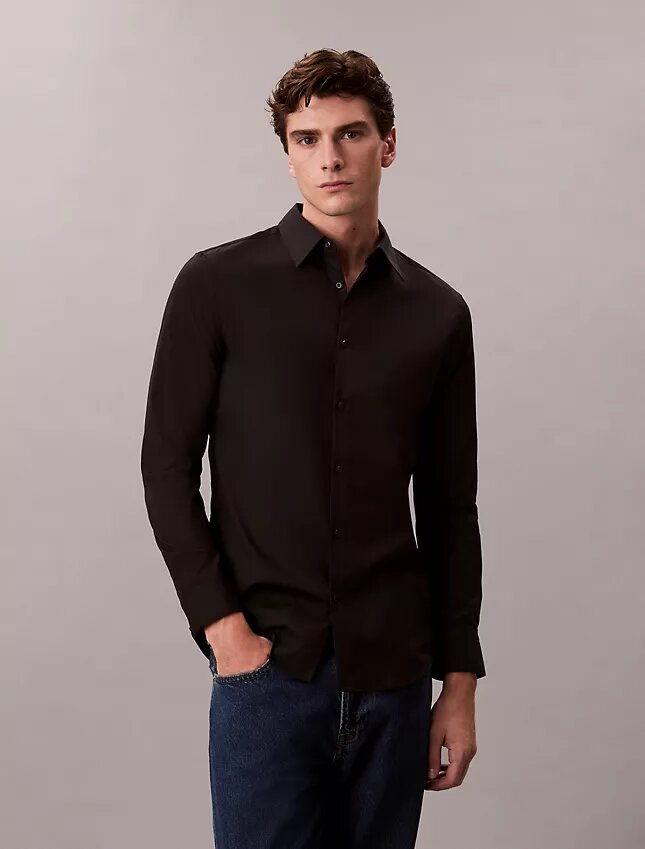 Supima-stretch-puuvillainen slim-paita Supima-stretch-puuvillainen slim-paita