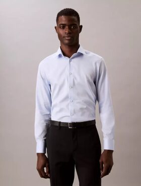 Teräksenvärinen yksivärinen slim fit -paita napit edessä