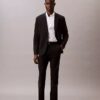 Teräksenvärinen yksivärinen slim fit -paita napit edessä