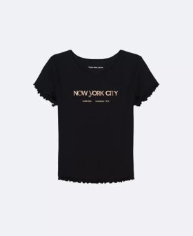 Tytöt New York City -logolla varustettu klassinen T-paita
