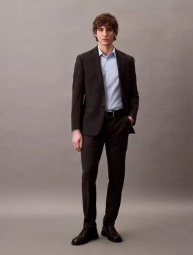 Tyylikäs, joustava slim fit -paita napit edessä