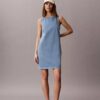 V-kaula-aukkoinen Denim-shift-mekko