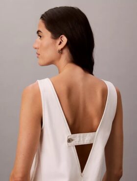 V-kaula-aukkoinen Denim-shift-mekko