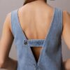 V-kaula-aukkoinen Denim-shift-mekko