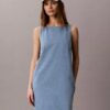 V-kaula-aukkoinen Denim-shift-mekko