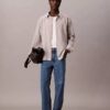 Viskoosi-nylon-sekoitteinen raidallinen rento napituspaita Viskoosi-nylon-sekoitteinen raidallinen rento napituspaita